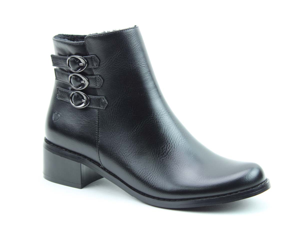 Heavenly Feet Lauren Black Womens Ankle Boots 3504-34 In Size 38 In Plain Black